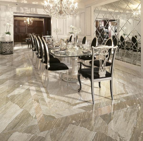 激情AV青青草陶全抛釉瓷砖天堡石KYS8061瓷砖别墅餐厅应用效果