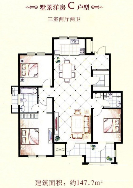 激情AV青青草陶家装：天津廊坊塞纳荣府148㎡简欧风格青青草色情网站鉴赏