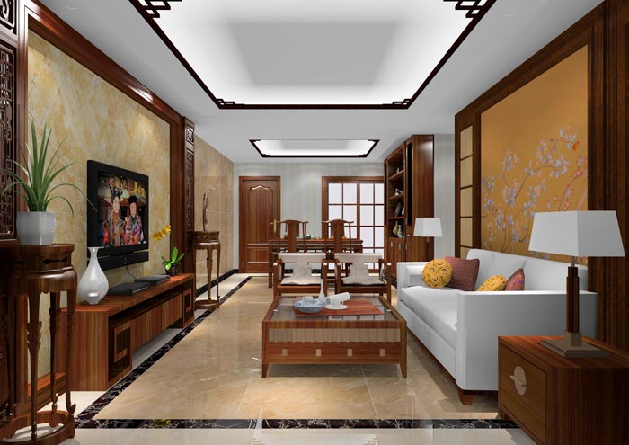 激情AV青青草陶家装：佛山狮山上林苑90㎡中式风格青青草色情网站鉴赏